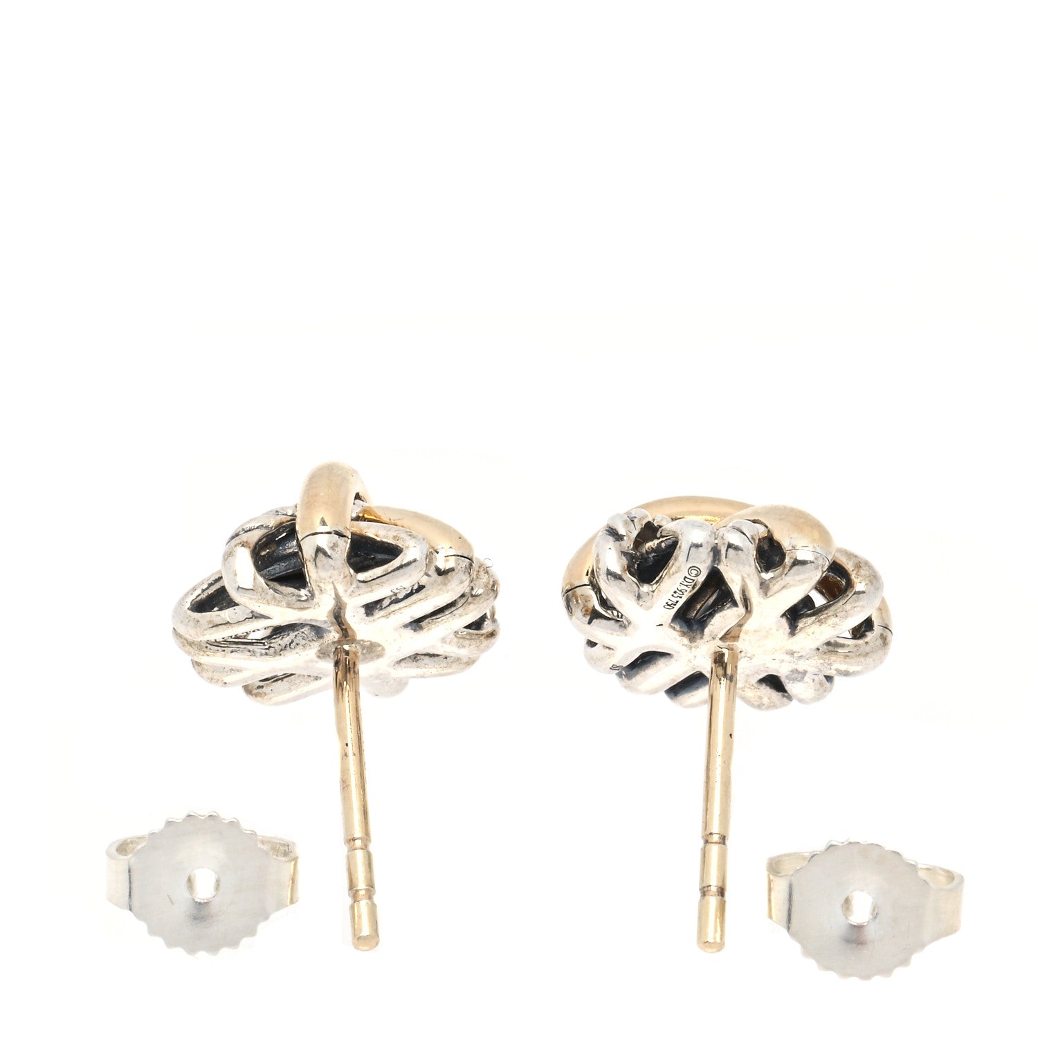 David Yurman Sterling Silver 18K Yellow Gold Crossover Stud Earrings 4 of 6
