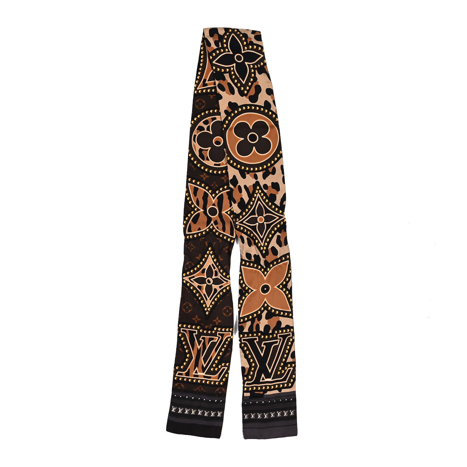 Louis Vuitton Silk Monogram LV World Bandeau Brown 2 of 3