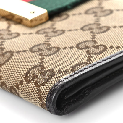 Gucci Monogram Calfskin Ladies Web Continental Wallet Beige Ebony Cocoa 9 of 13