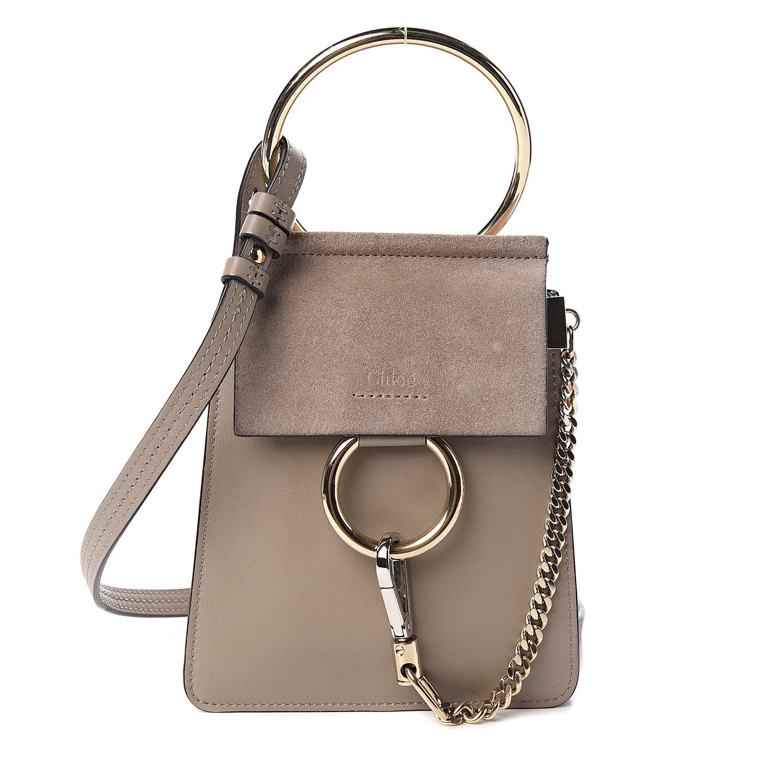 Chloe Suede Calfskin Mini Faye Bracelet Bag Motty Grey 1 of 10