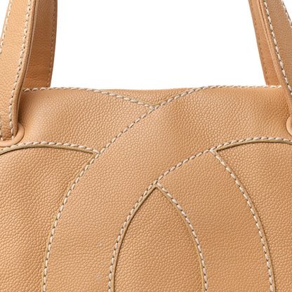 Chanel Caviar CC Stitched Medium Tote Beige 8 of 12