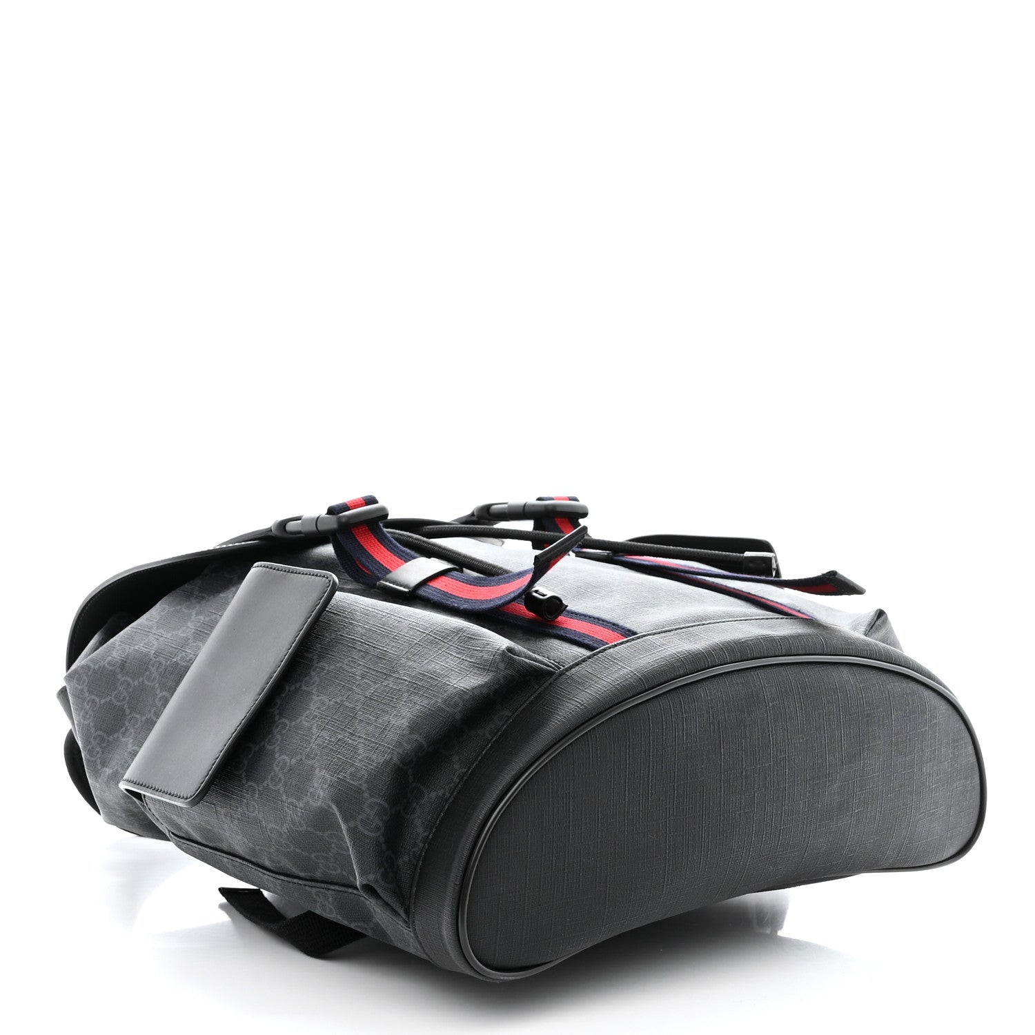 Gucci Soft GG Supreme Monogram Calfskin Web Double Buckle Backpack Black 4 of 10