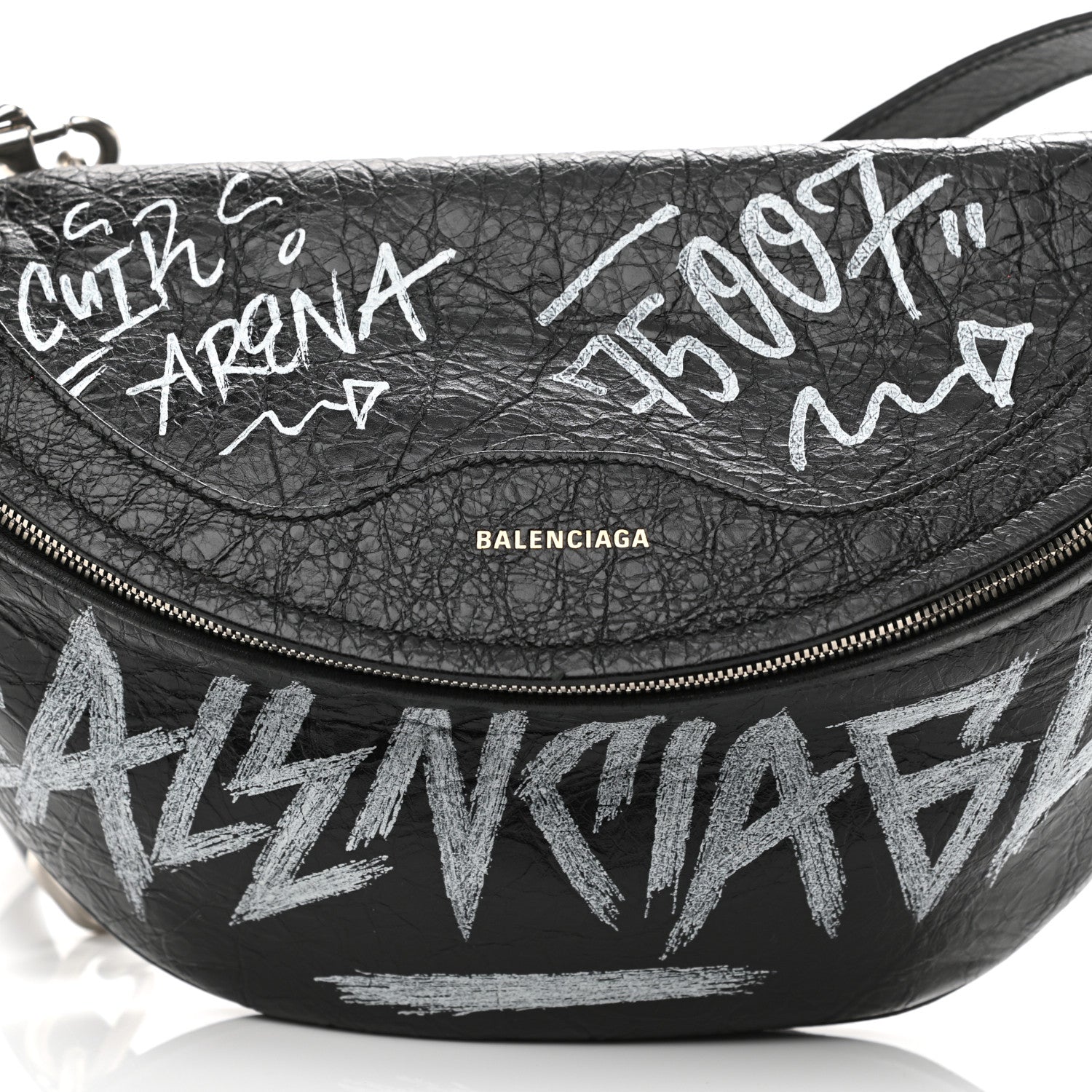 Balenciaga Agneau Arena Graffiti All Over XS Souvenir Belt Bag Black White 9 of 13