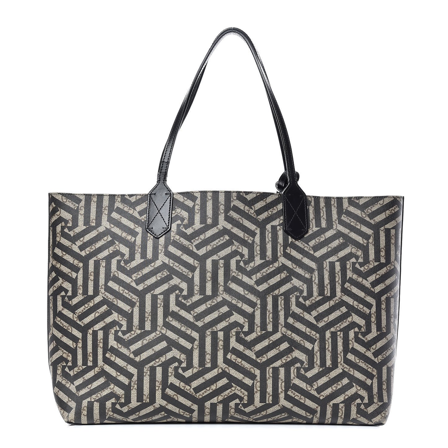 Calfskin GG Supreme Monogram Caleido Large Reversible Tote Black