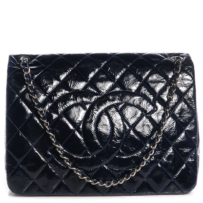 Chanel Patent Quilted XL Flap Navy Blue 1 of 9