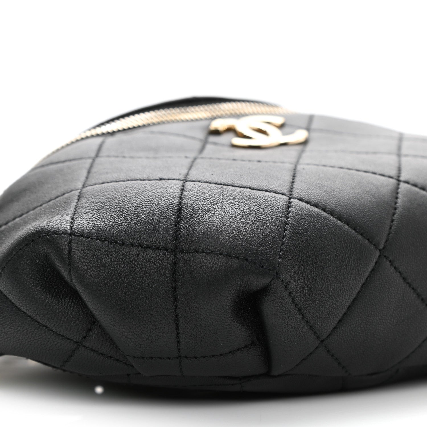 Chanel Lambskin Quilted Resin Bi-Color Waist Bag Fanny Pack Black 9 of 10