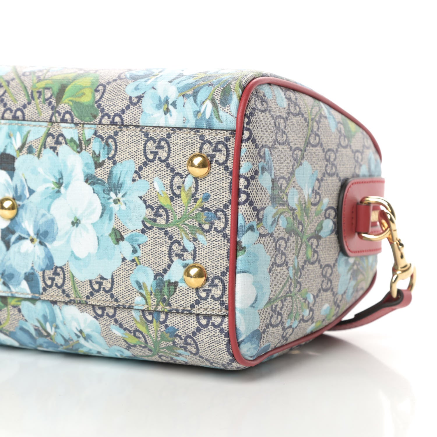 Gucci GG Supreme Monogram Blooms Small Boston Beige Blue Navy Hibiscus Red 10 of 10