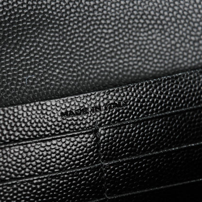 Saint Laurent Grain De Poudre Matelasse Chevron Small Monogram Chain Wallet Black 7 of 8