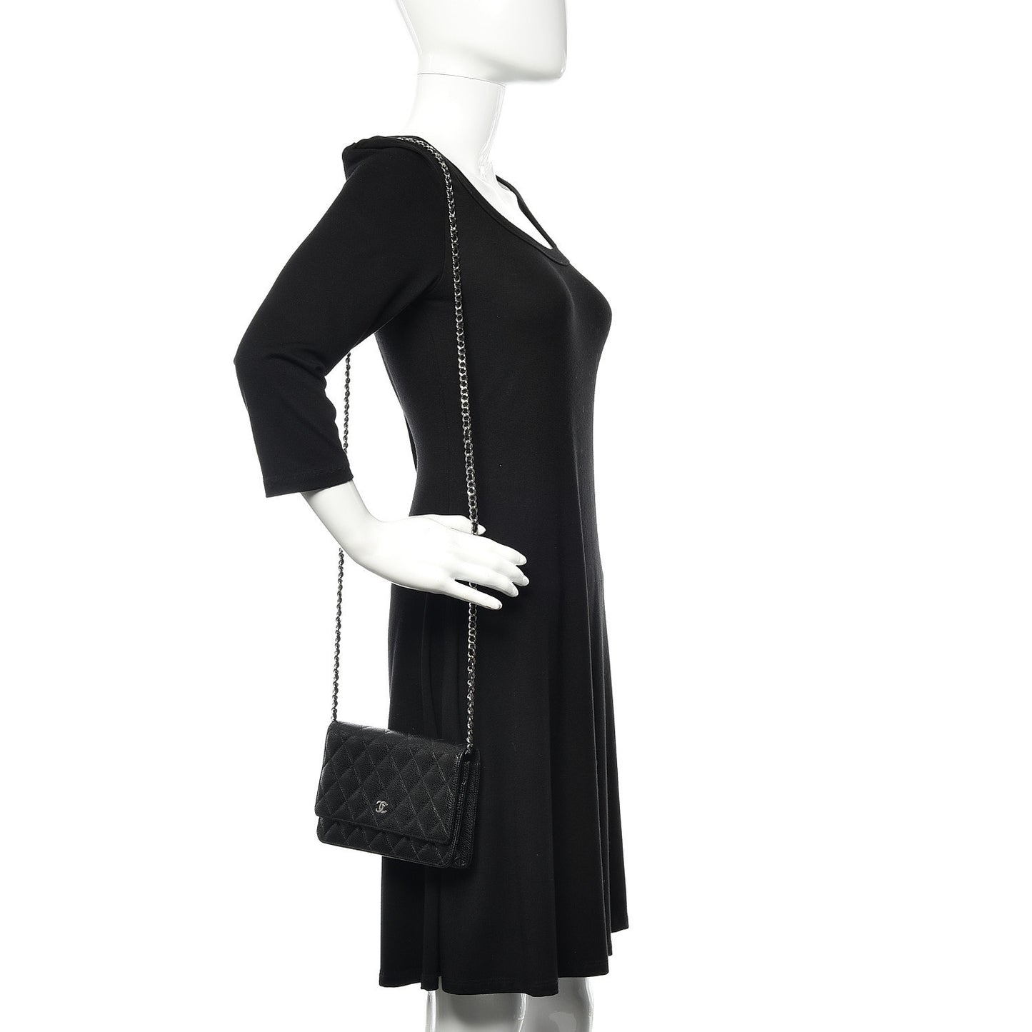 Caviar Quilted Wallet On Chain WOC Black