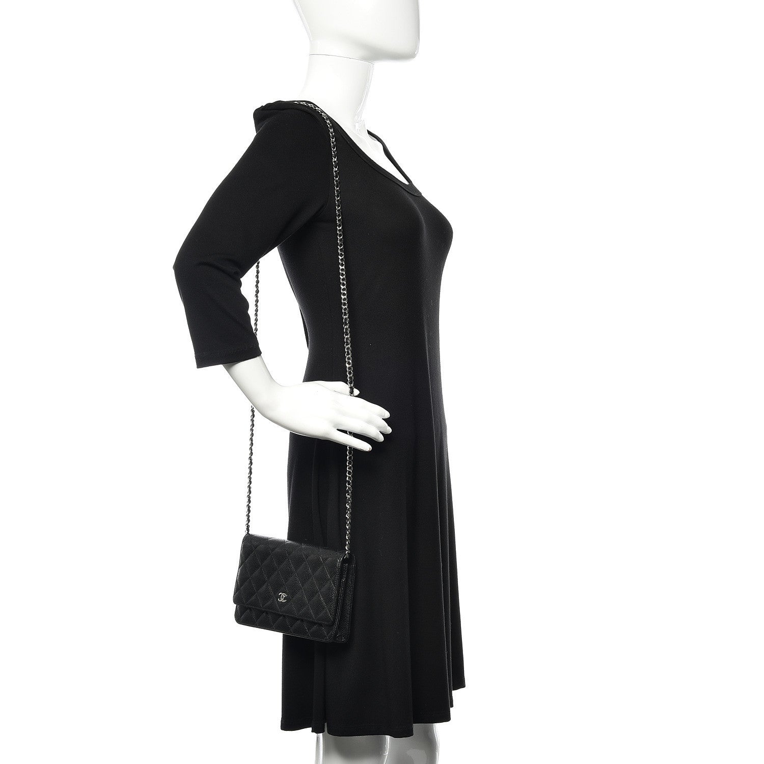 Chanel Caviar Quilted Wallet On Chain WOC Black 2 of 13