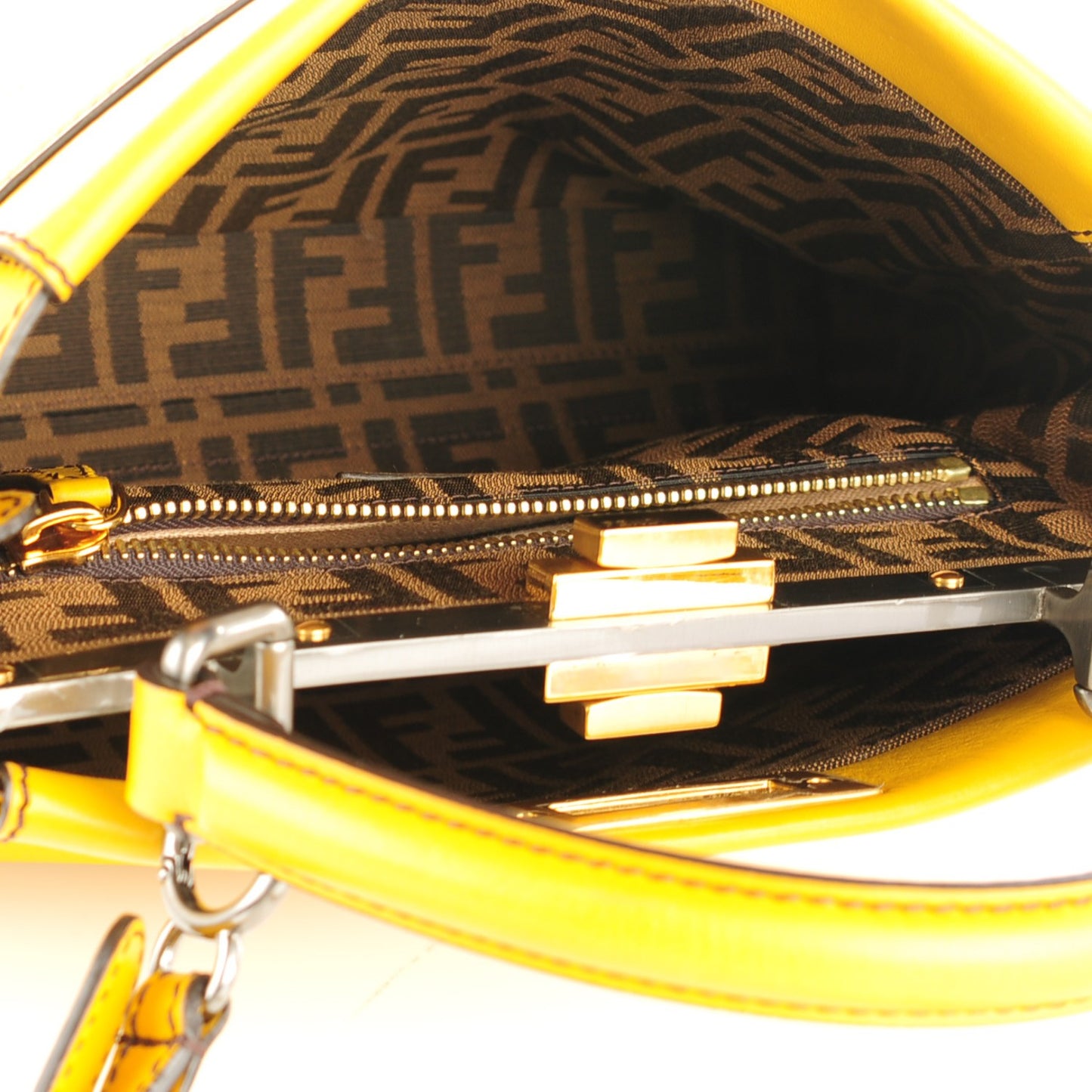 Vitello Zucca Large Peekaboo Iconic Satchel Yellow Tobacco