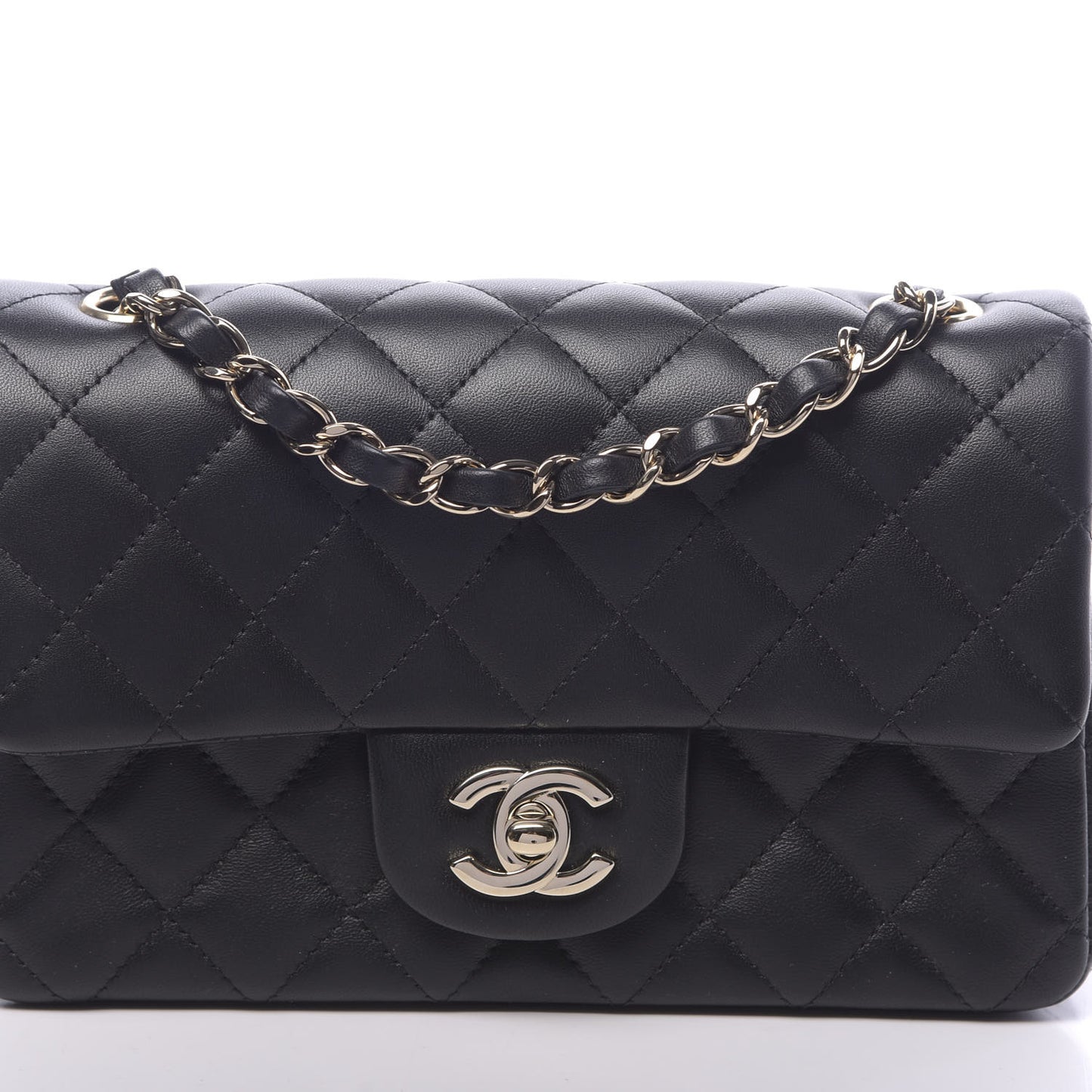 Lambskin Quilted Mini Rectangular Flap Black