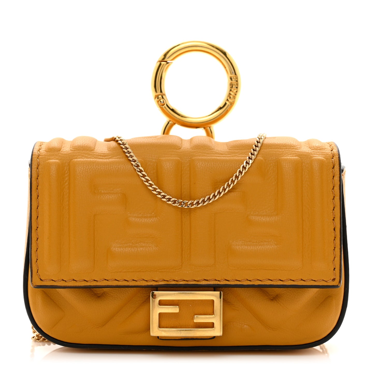 Nappa Matisse FF Embossed Nano Baguette Charm Zucca