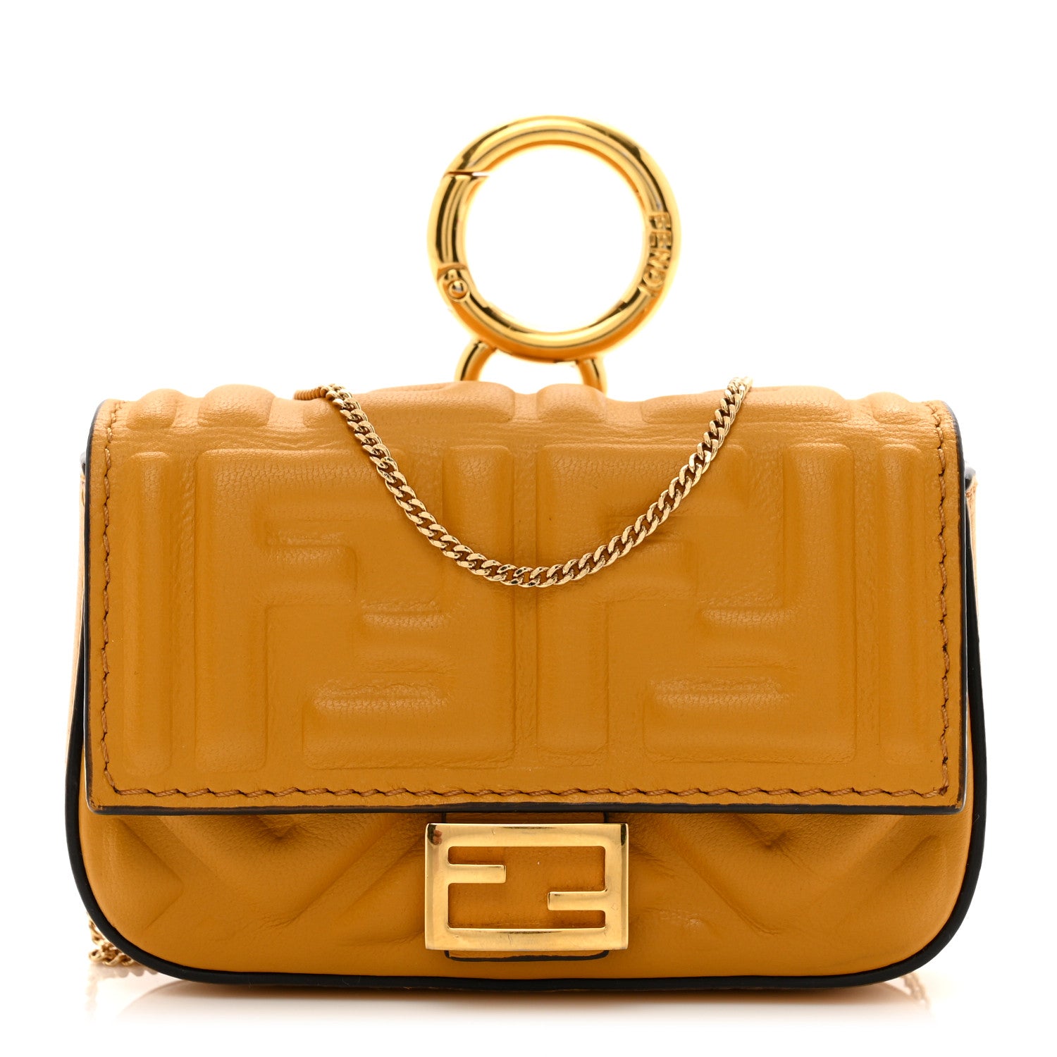 Fendi Nappa Matisse FF Embossed Nano Baguette Charm Zucca 1 of 9