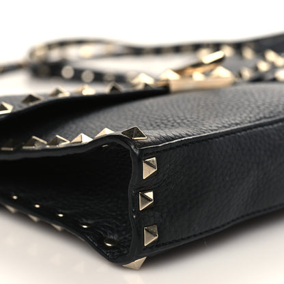 Valentino Garavani Pebbled Calfskin Medium Rockstud Flip Lock Crossbody Bag Black 7 of 11