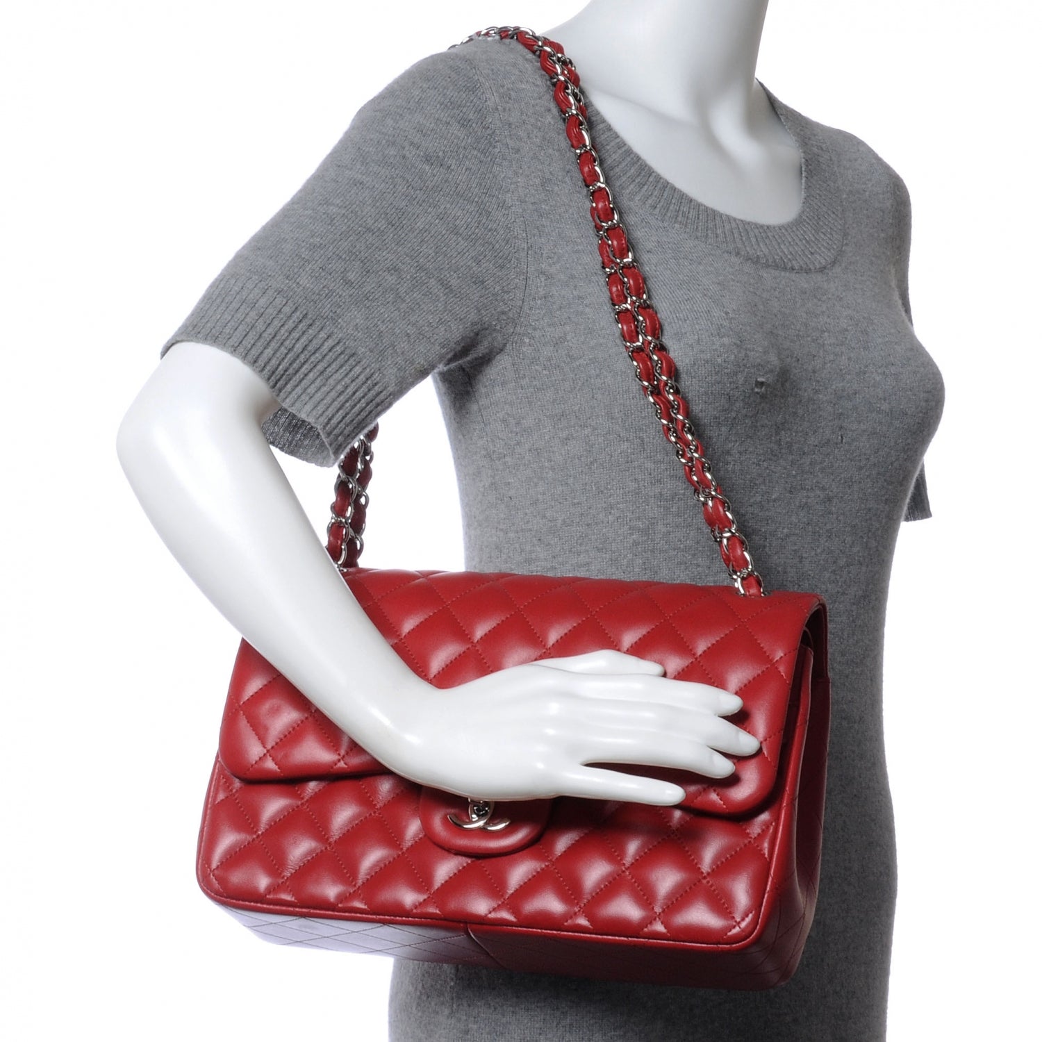 Chanel Lambskin Jumbo Double Flap Red 2 of 8