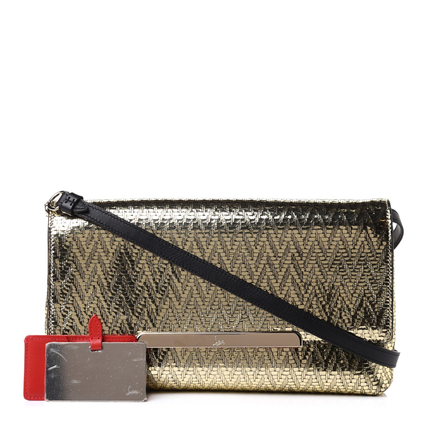 Laminated Specchio Chevron Rougissime Clutch Gold