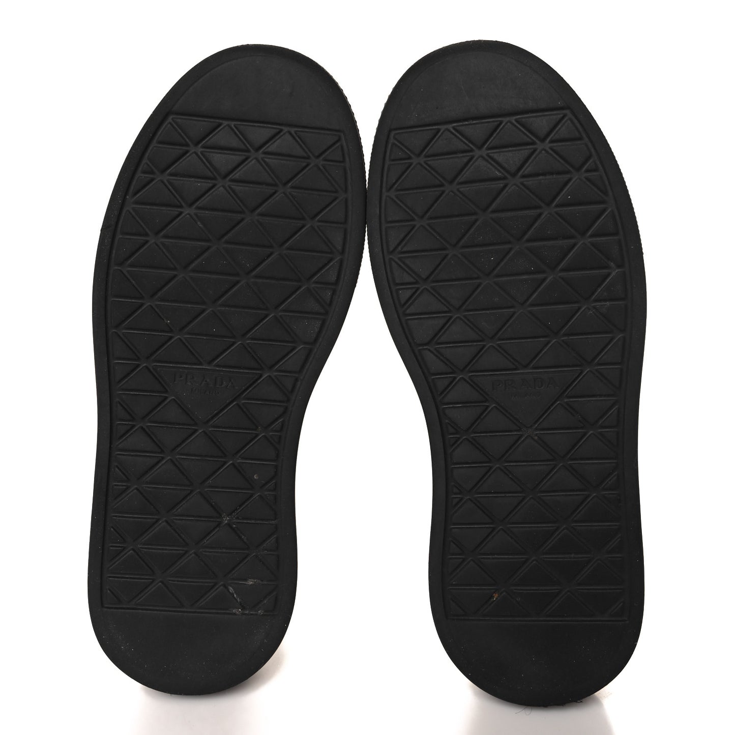 Re-Nylon Spazzolato Rubber Triangle Logo Macro Quilted Womens 45mm Platform Sneakers 38.5 Black