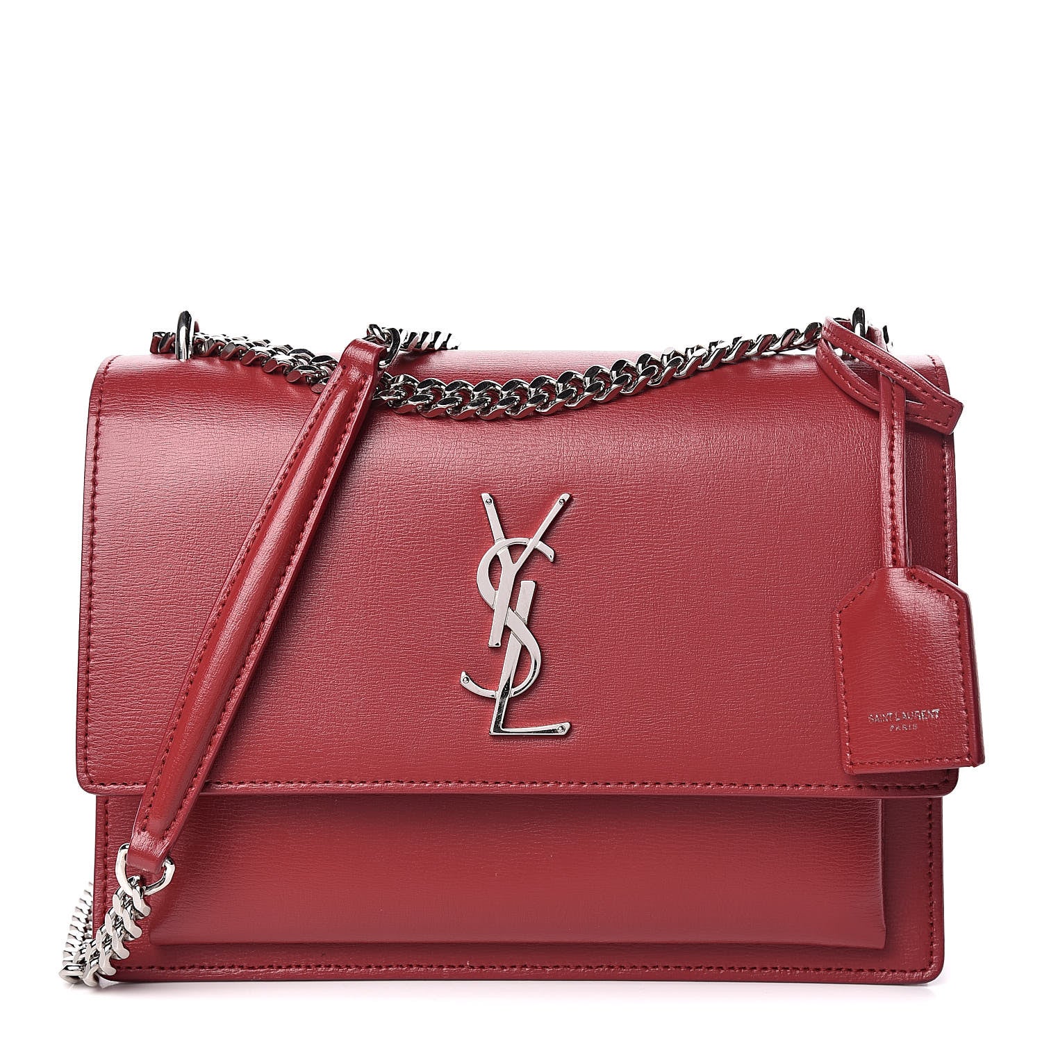 Saint Laurent Grained Calfskin Medium Monogram Sunset Lipstick Red 1 of 13