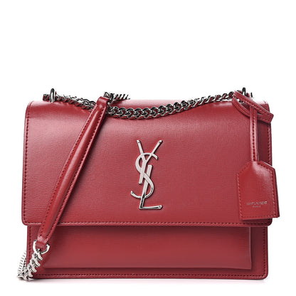 Saint Laurent Grained Calfskin Medium Monogram Sunset Lipstick Red 1 of 13