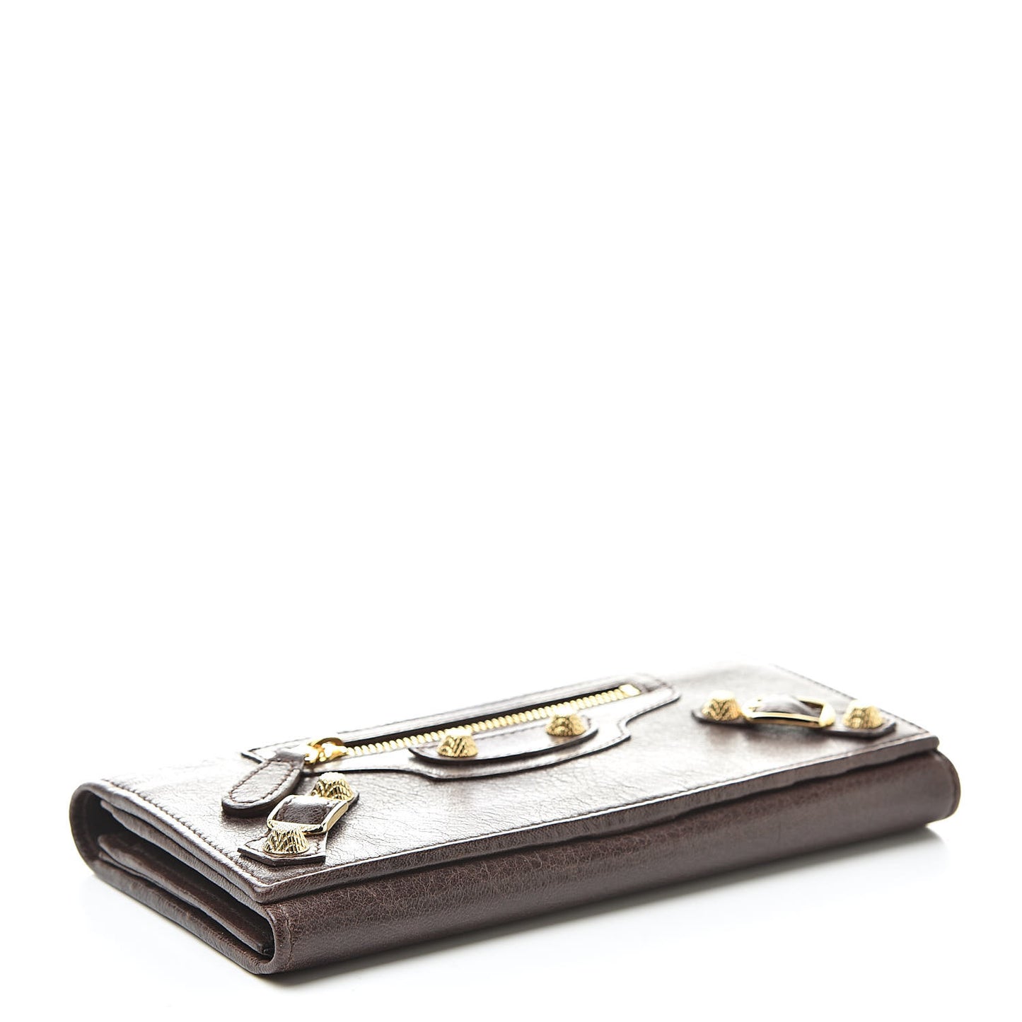 Agneau Giant 12 Gold Hardware Money Wallet Cigare Fonce