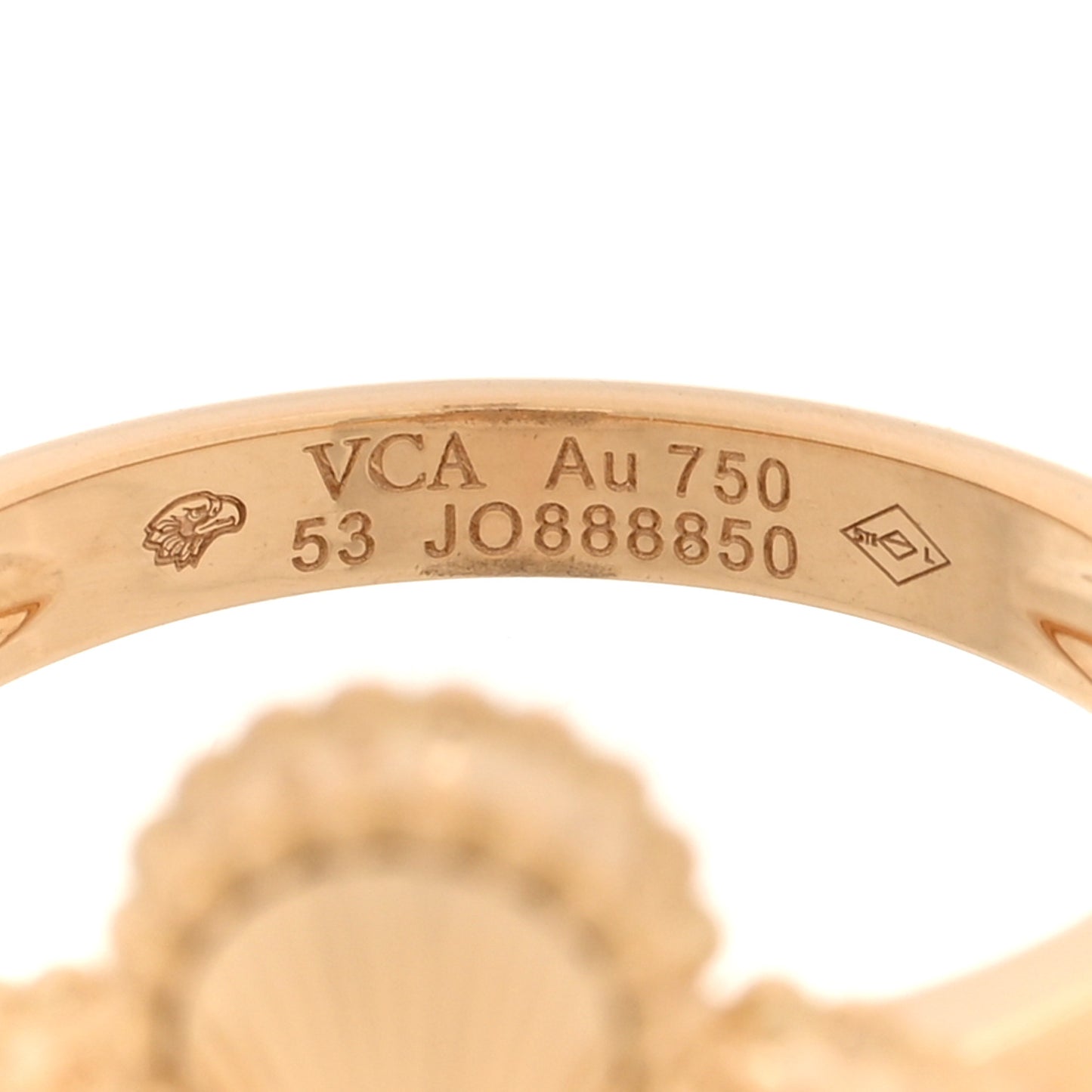 18K Yellow Gold Guilloche Vintage Alhambra Ring 53 6.5