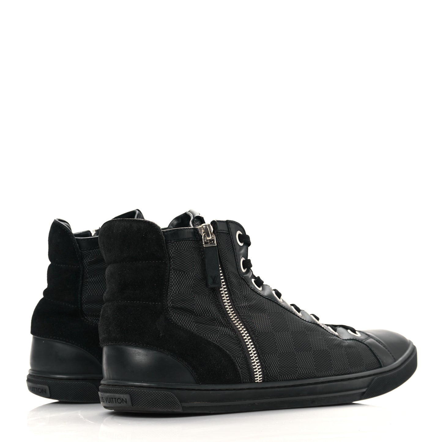 Damier Graphite Calfskin Suede Mens Aventure High Top Sneakers 9