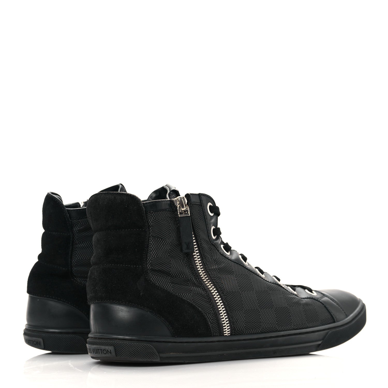 Louis Vuitton Damier Graphite Calfskin Suede Mens Aventure High Top Sneakers 9 4 of 11
