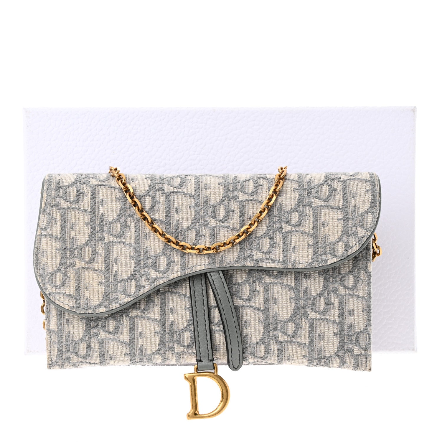Christian Dior Oblique Saddle Chain Long Wallet Grey 11 of 11