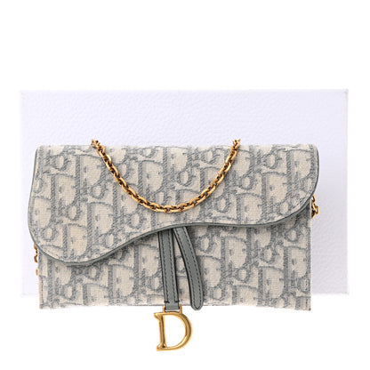 Christian Dior Oblique Saddle Chain Long Wallet Grey 11 of 11