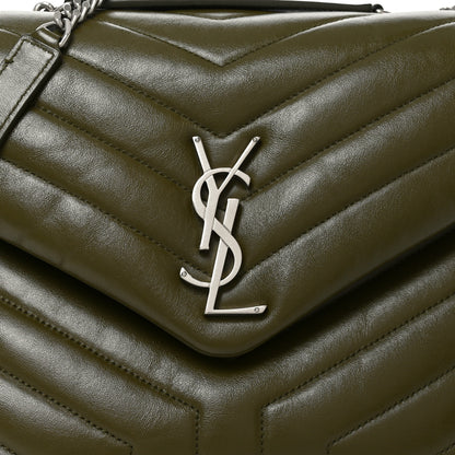 Saint Laurent Calfskin Y Quilted Monogram Medium Loulou Chain Satchel Military Olive 8 of 10