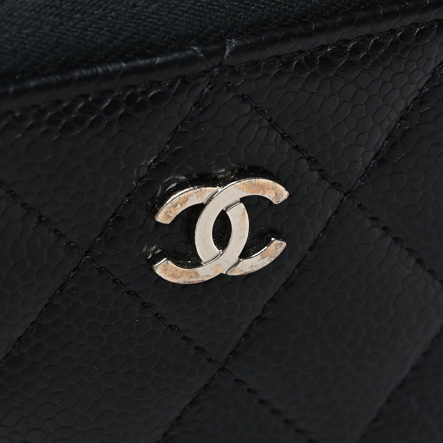 Caviar Quilted Large Gusset Zip Around Wallet Black