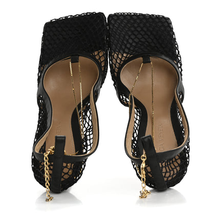 Bottega Veneta Mesh Calfskin Chain Stretch Pumps 36.5 Black 2 of 9