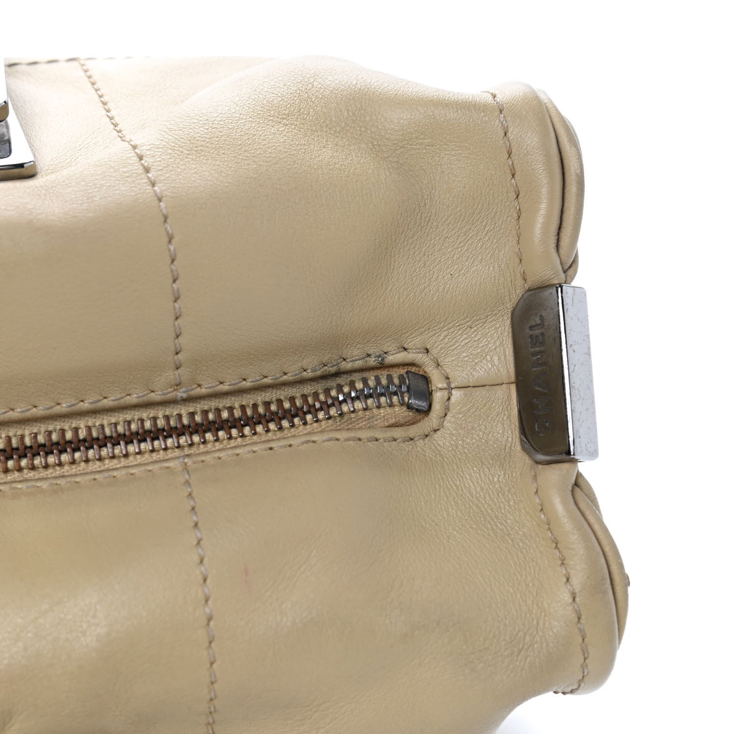 Chanel Calfskin Square Stitched Tote Beige 9 of 9