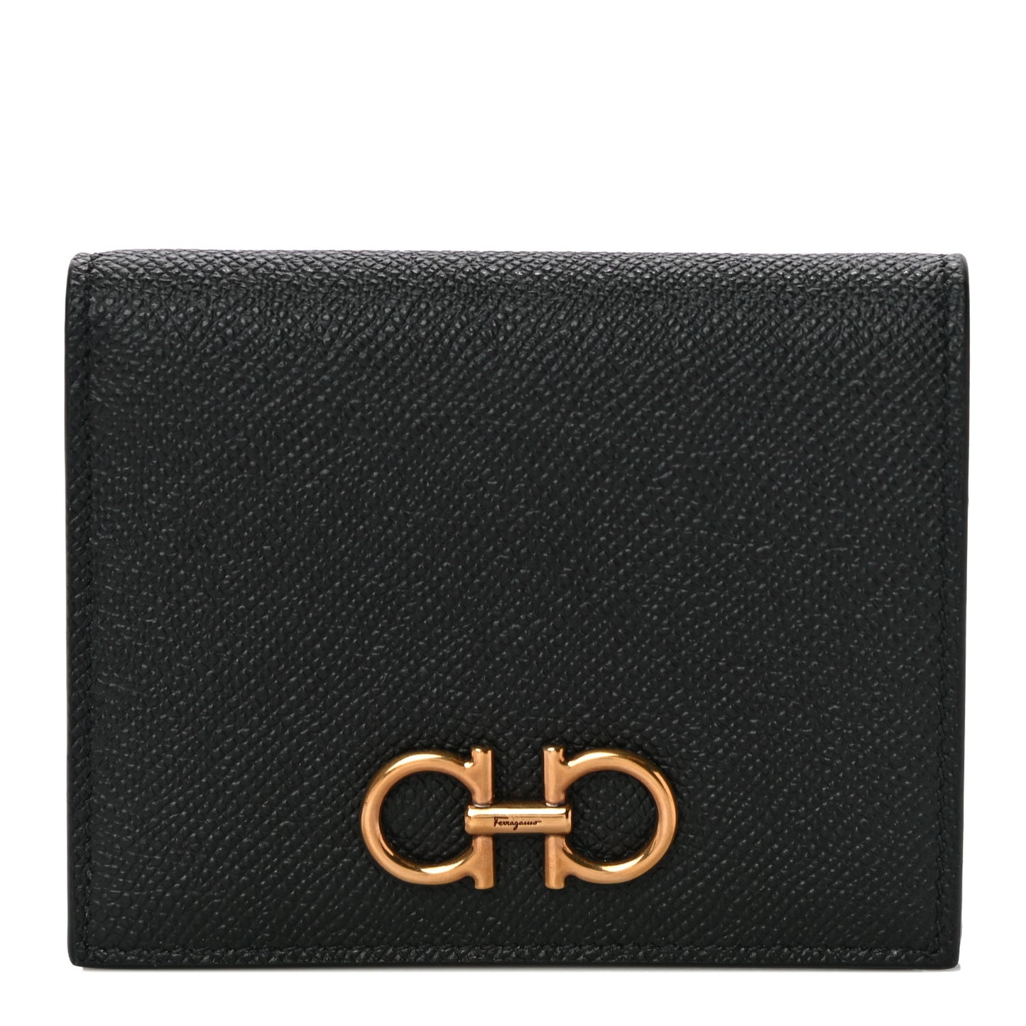 Grained Calfskin Folding Wallet Black