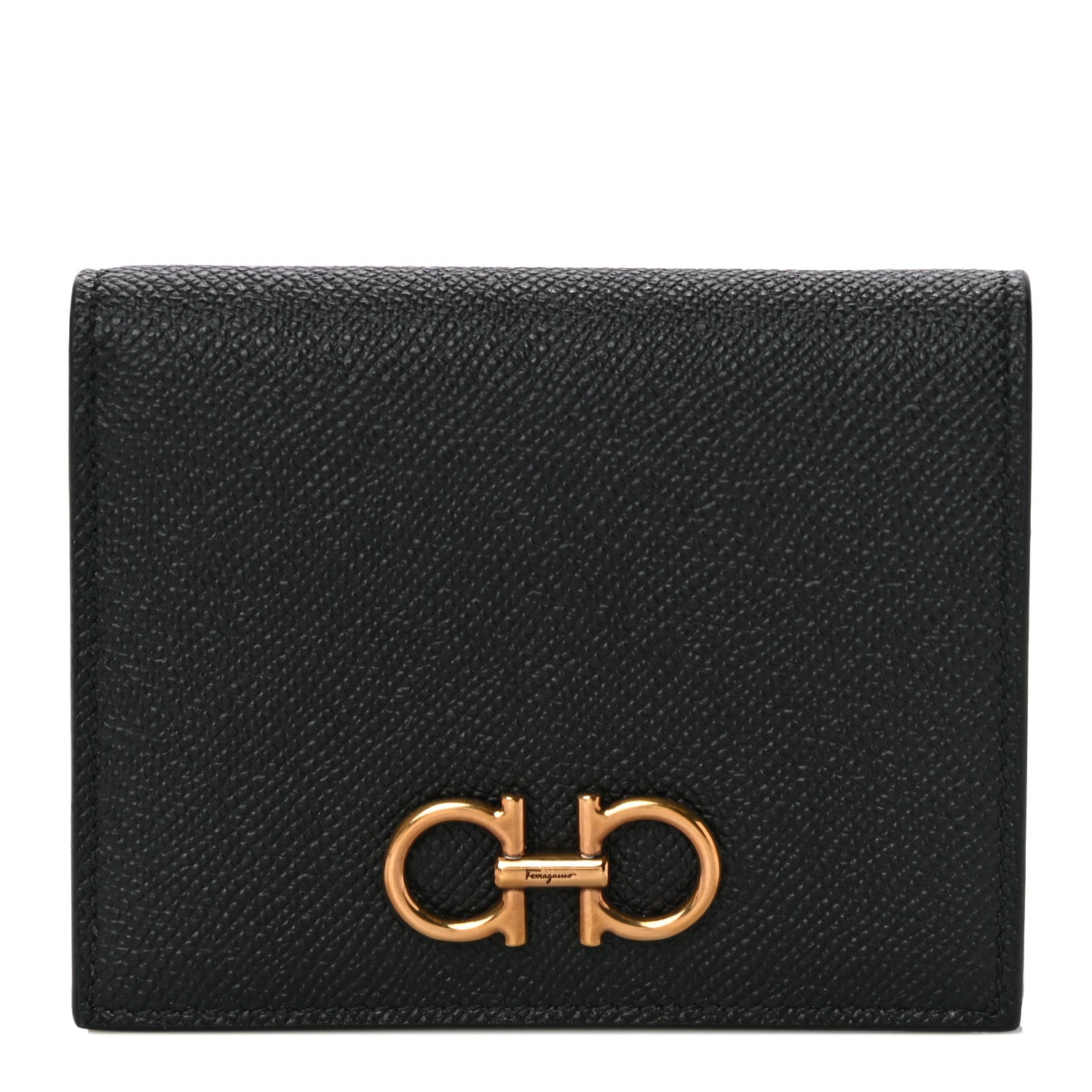 Salvatore Ferragamo Grained Calfskin Folding Wallet Black 1 of 10