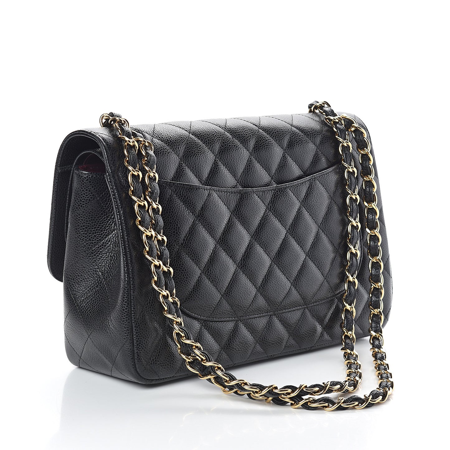 Caviar Quilted Jumbo Double Flap Black