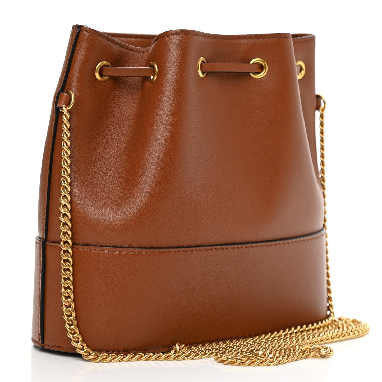 Nappa Mini VLogo Signature Chain Bucket Bag Saddle Brown