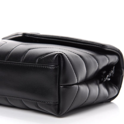 Saint Laurent Calfskin Y Quilted Monogram Toy Loulou Crossbody Bag Black 7 of 12
