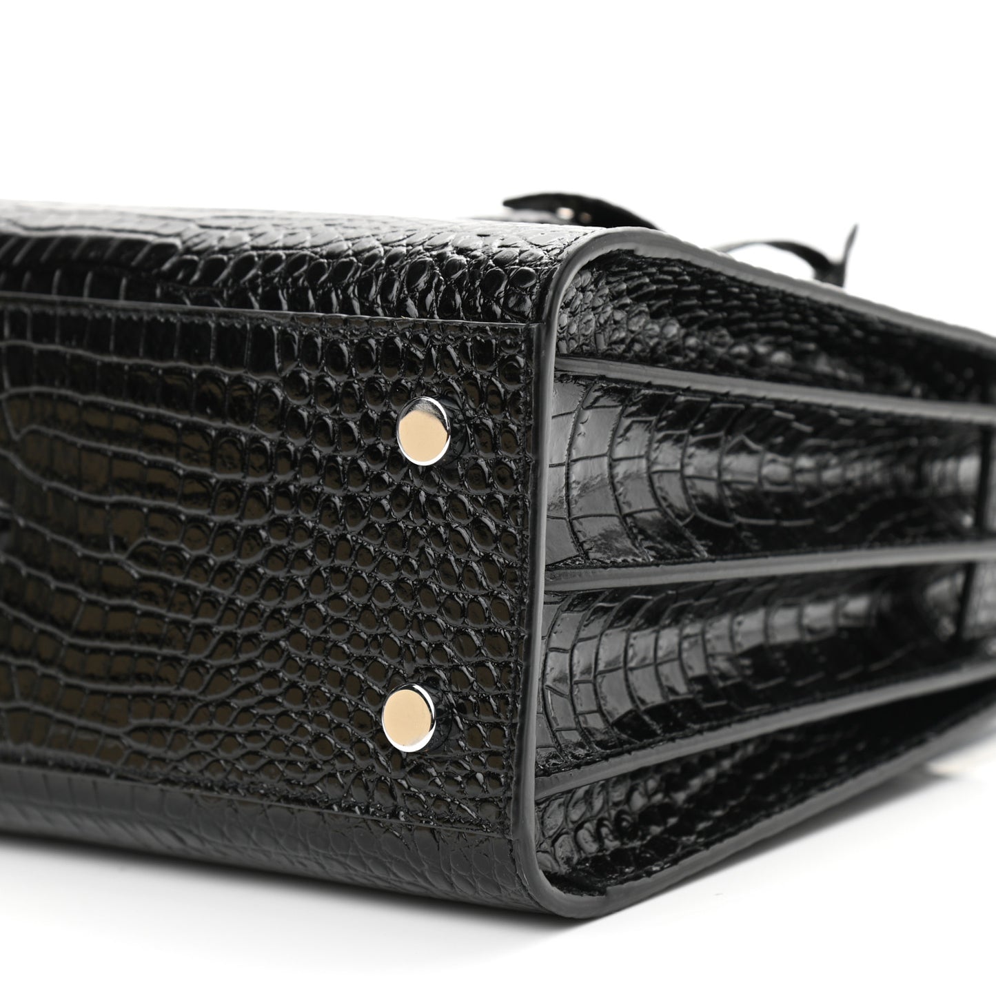 Calfskin Crocodile Embossed Baby Sac De Jour Black