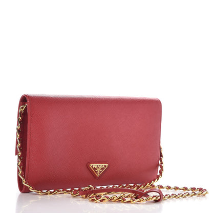 Prada Saffiano Heart Chain Wallet Fuoco 3 of 9