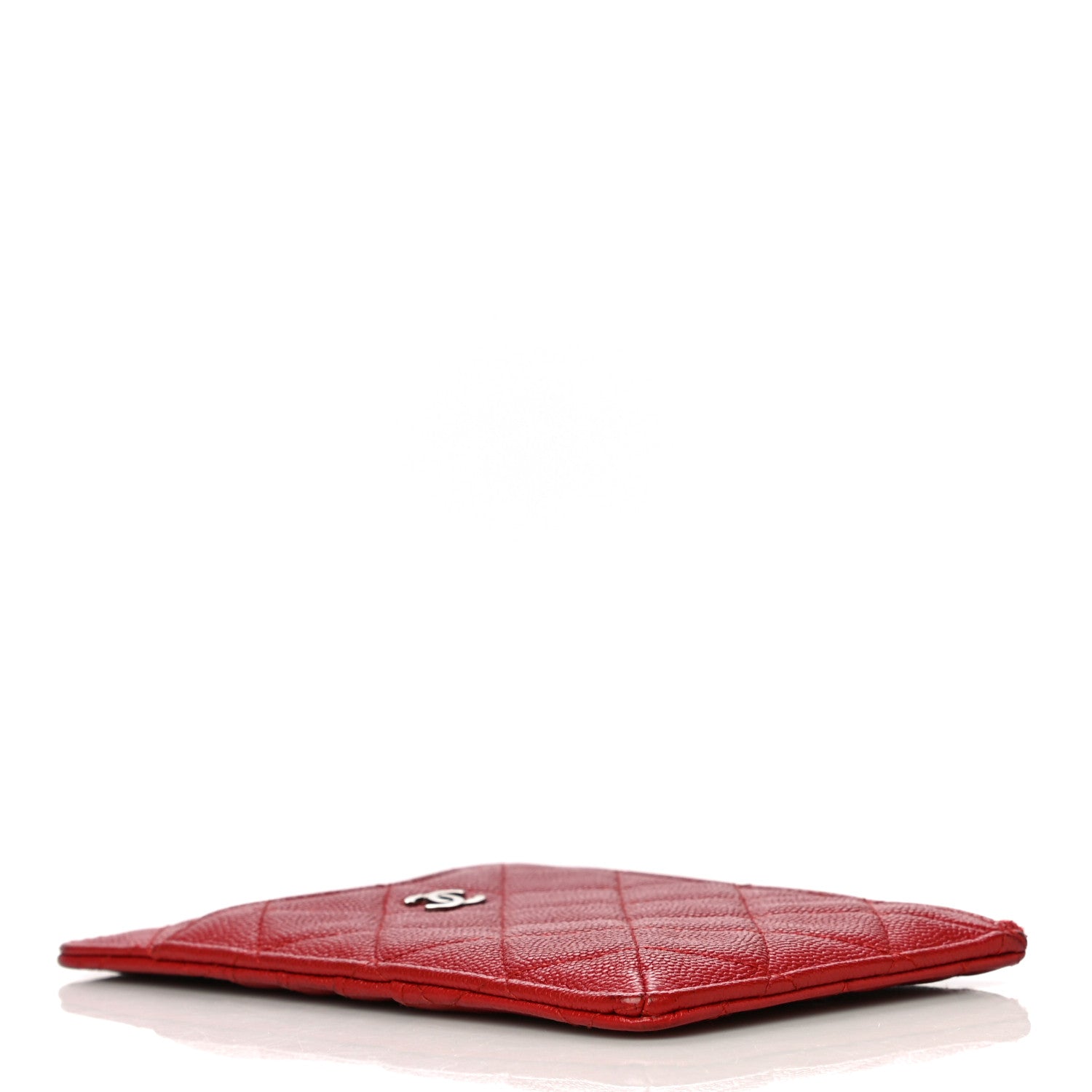 Chanel Caviar Quilted Classic Flat Wallet Pouch Red 3 of 12