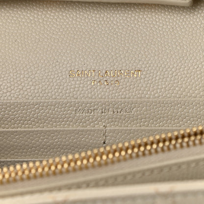 Saint Laurent Grain De Poudre Mixed Matelasse Triquilt Monogram Chain Wallet Blanc Vintage 5 of 9