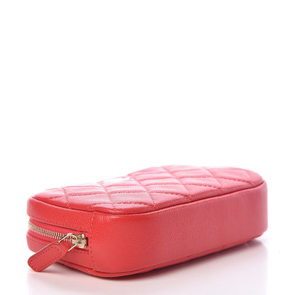 Chanel Caviar Quilted Small Curvy Pouch Cosmetic Case Dark Red 4 of 8