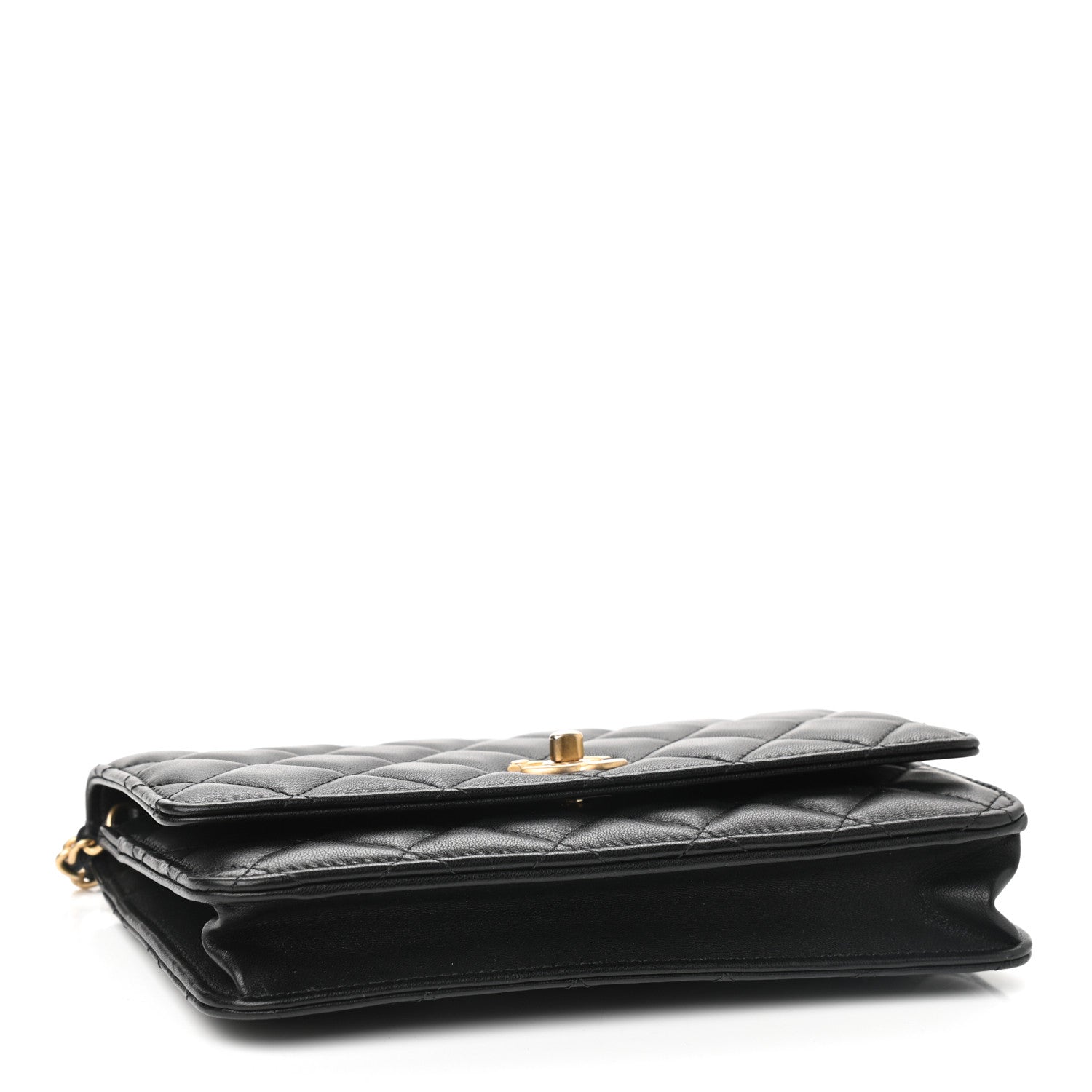 Chanel Lambskin Quilted CC Pearl Crush Wallet on Chain WOC Black 4 of 10