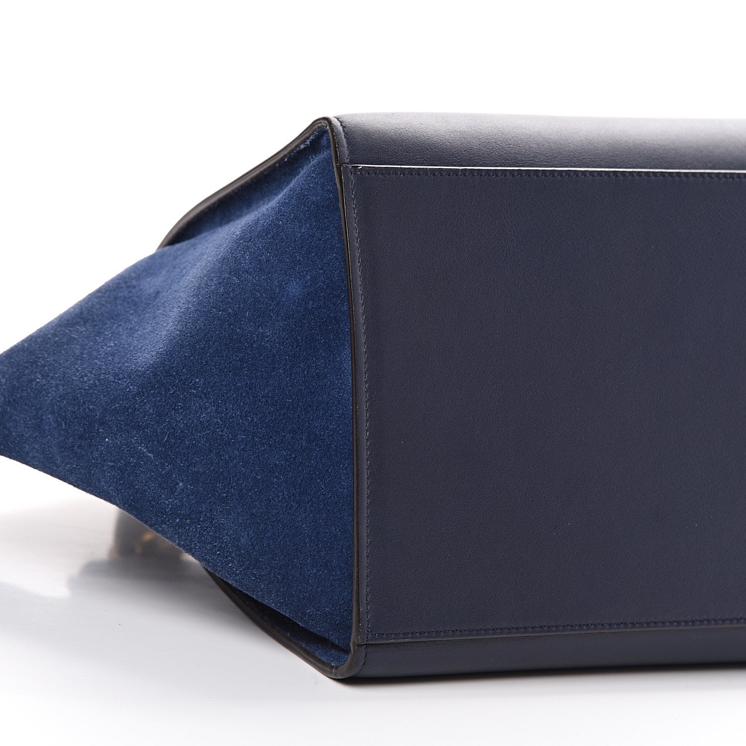 Celine Drummed Calfskin Suede Medium Trapeze Navy Blue 8 of 10