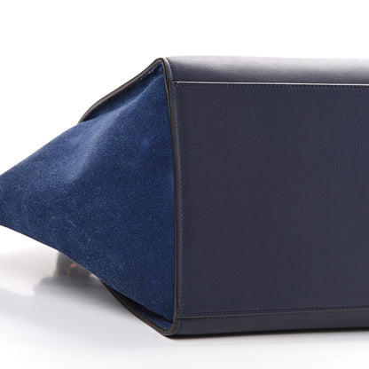 Celine Drummed Calfskin Suede Medium Trapeze Navy Blue 8 of 10