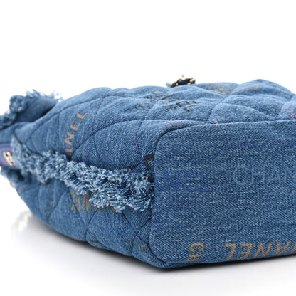 Chanel Denim Quilted Mood Bucket With Chain Blue Multicolor 9 of 11
