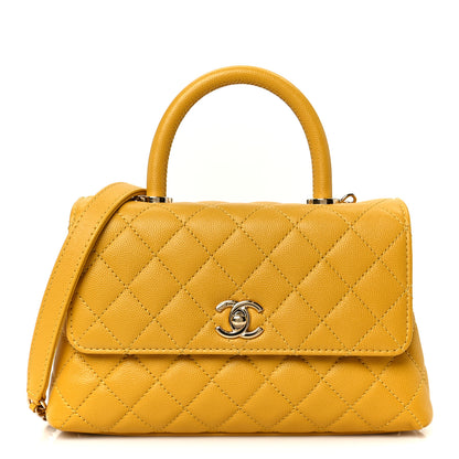 Chanel Caviar Quilted Mini Coco Handle Flap Yellow 1 of 12