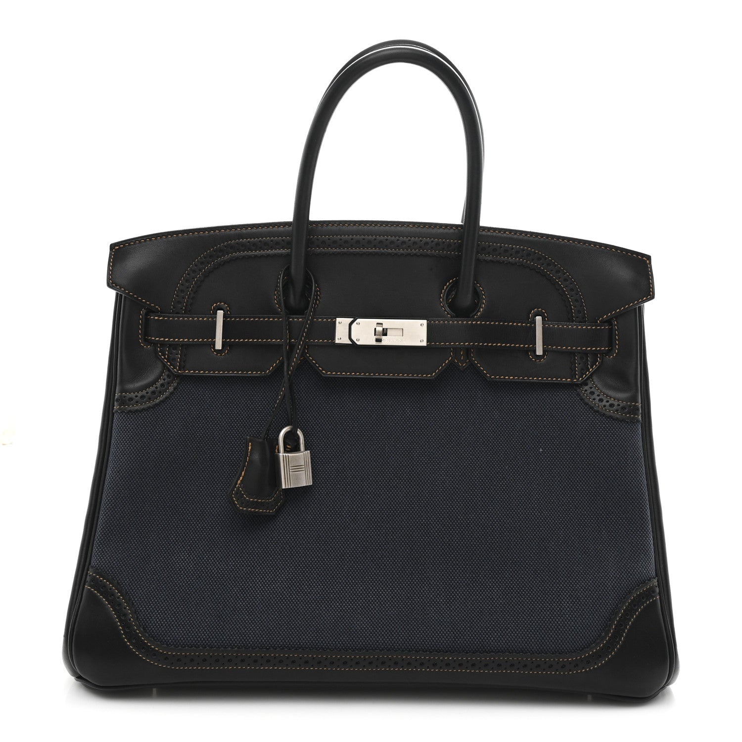 Hermes Evercalf Toile Ghillies Birkin 35 Black Denim Fonce 1 of 10